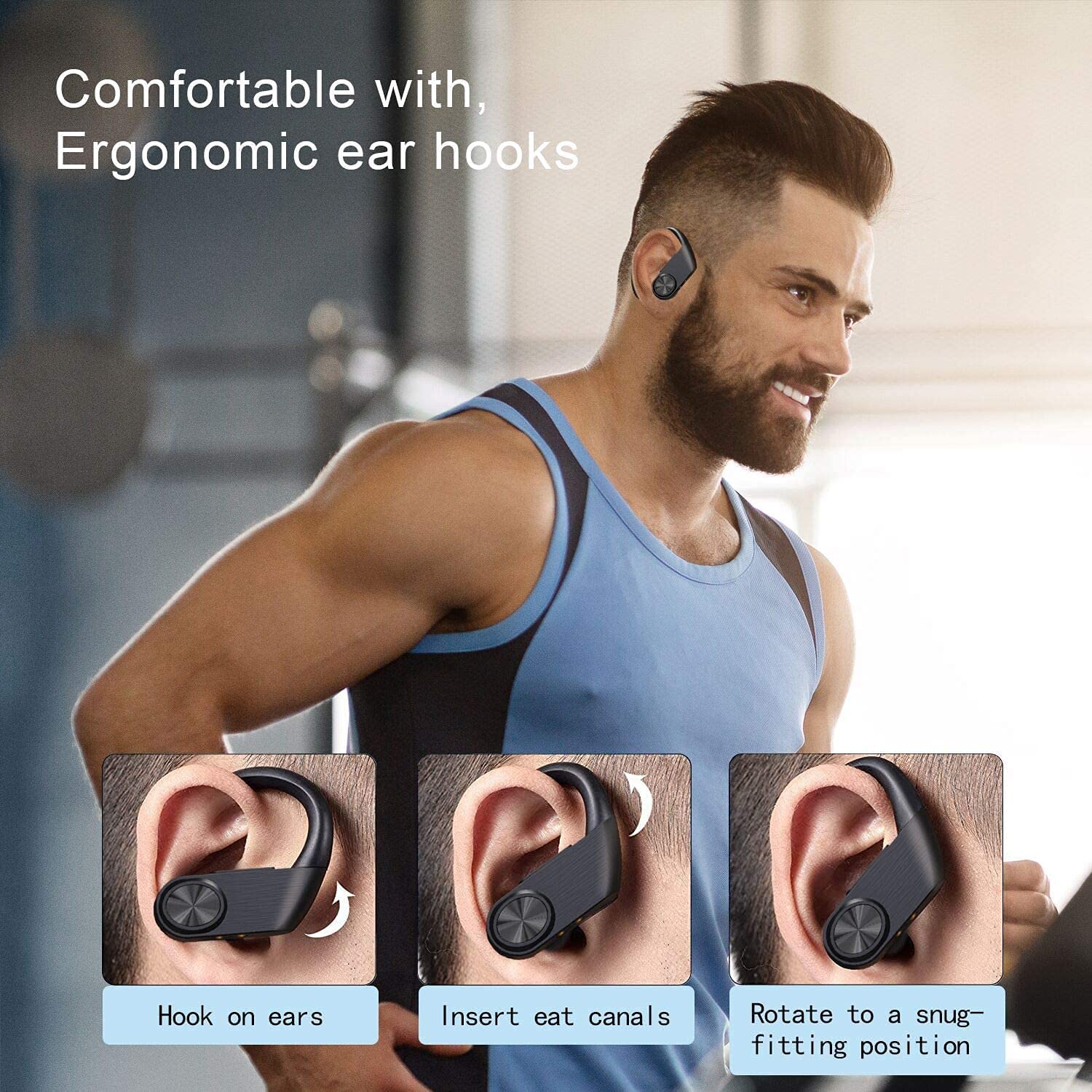 Nidiox Wireless Earbuds Sport, Bluetooth 5.0 Headphones (Black)